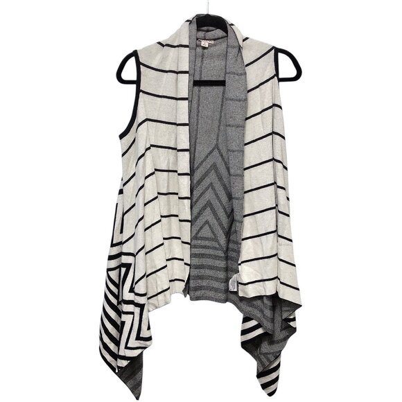 Merona Black White Striped Chevron Open Front Sleeveless Cardigan S - Picture 1 of 4